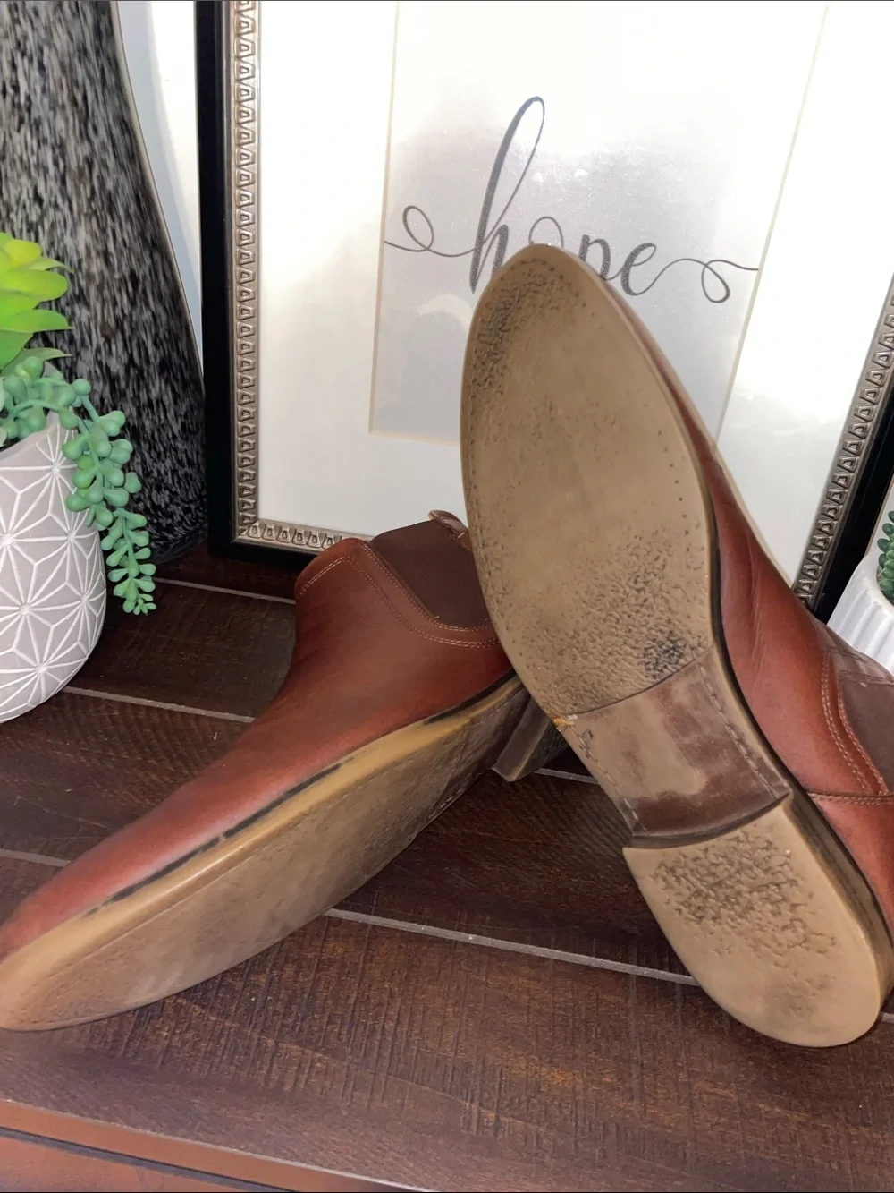 Crown Vintage Farid Men's Tan Leather Chukka Chelsea Boots Size 12